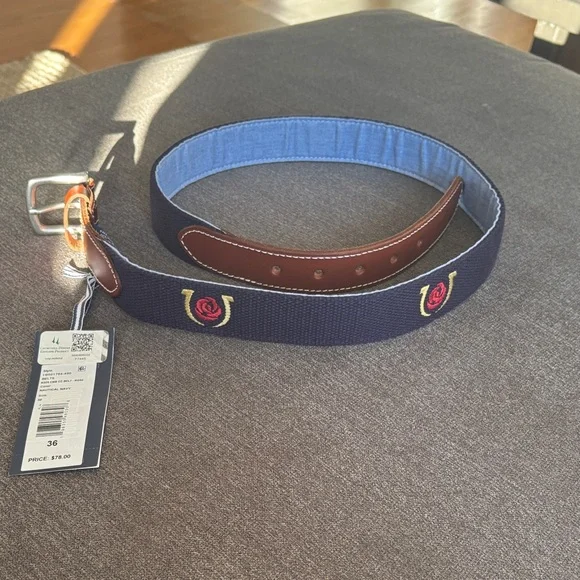 Vineyard vines Kentucky derby navy rose belt men’s 36 - Picture 2 of 7